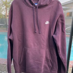 Nike Maroon Pullover Hoodie with White Swoosh